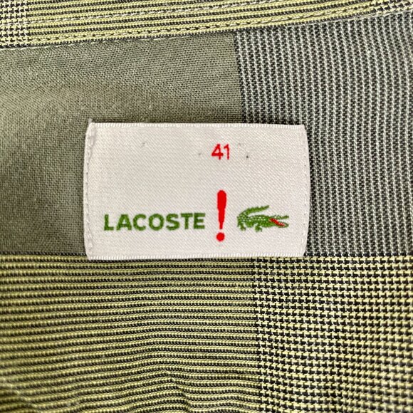 Lacoste Windowpane Check Long Sleeve Button Down Shirt, Green, Size 41 (M/L) - Picture 7 of 8